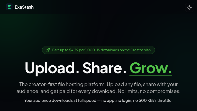 ExaStash homepage