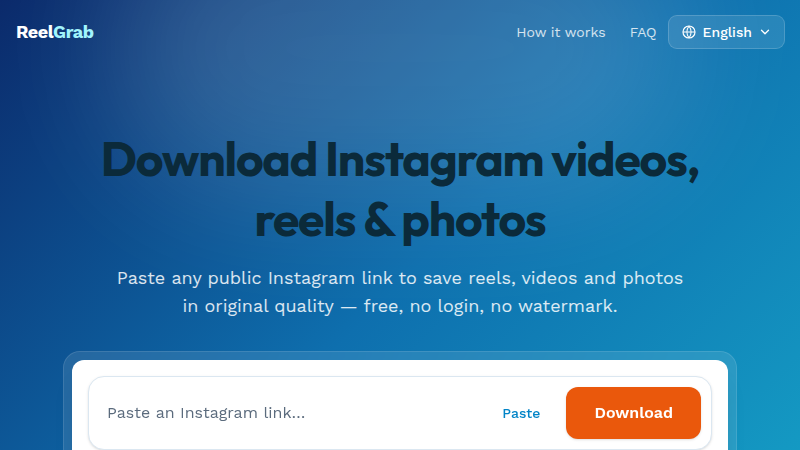 ReelGrab homepage